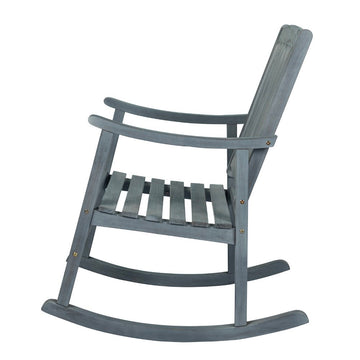 Penny Classic Slat-Back 300-Lbs Support Acacia Wood Patio Outdoor Rocking Chair - JONATHAN Y